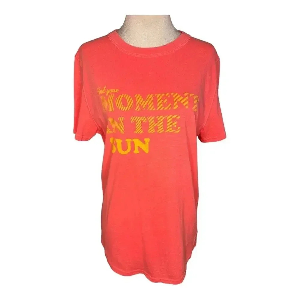 Aerie Women’s Small Orange Find Your Moment In The Sun Classic Fit T-Shirt